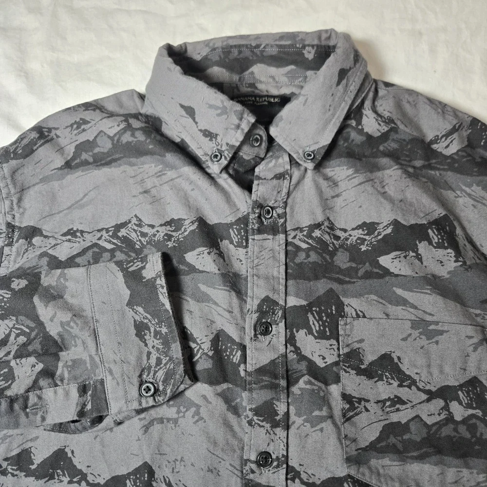 Banana Republic Luxe Flannel Shirt‎ Mens Large Untucked Slim Fit Button Down